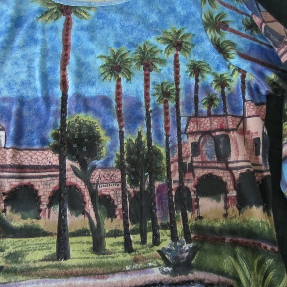 RAAKHEE Women's Multicolor Graphic 3/4 Sleeve Top Size PXL Sequins, Beads - Picture 9 of 11